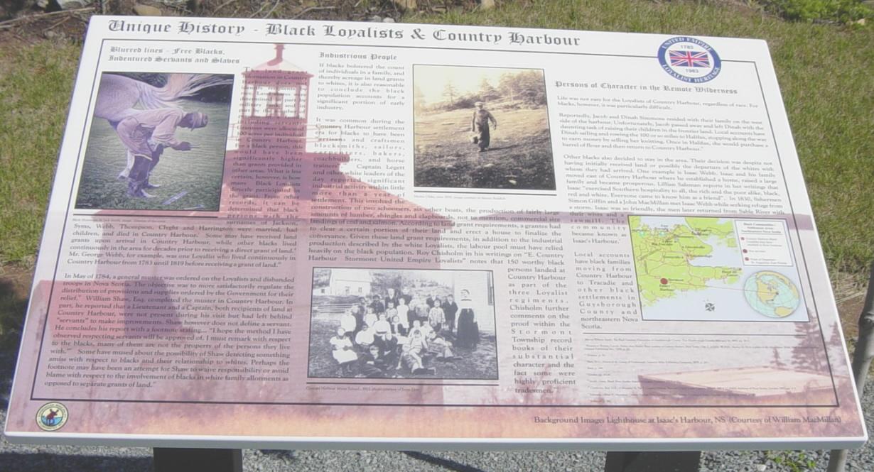 Country Harbour: Loyalist Trail roadside park, east interpretative panel