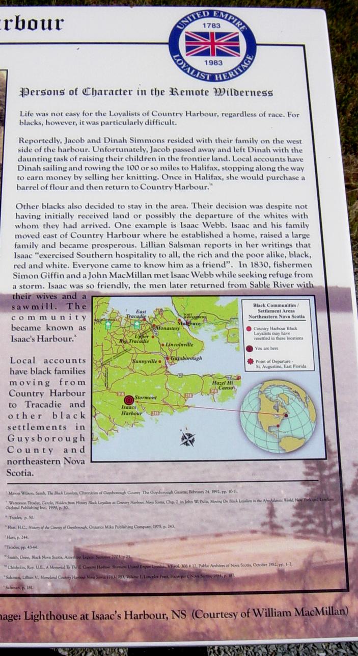 Country Harbour: Loyalist Trail roadside park, east interpretative panel