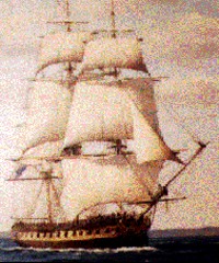 Painting of HMS Tribune under full sail