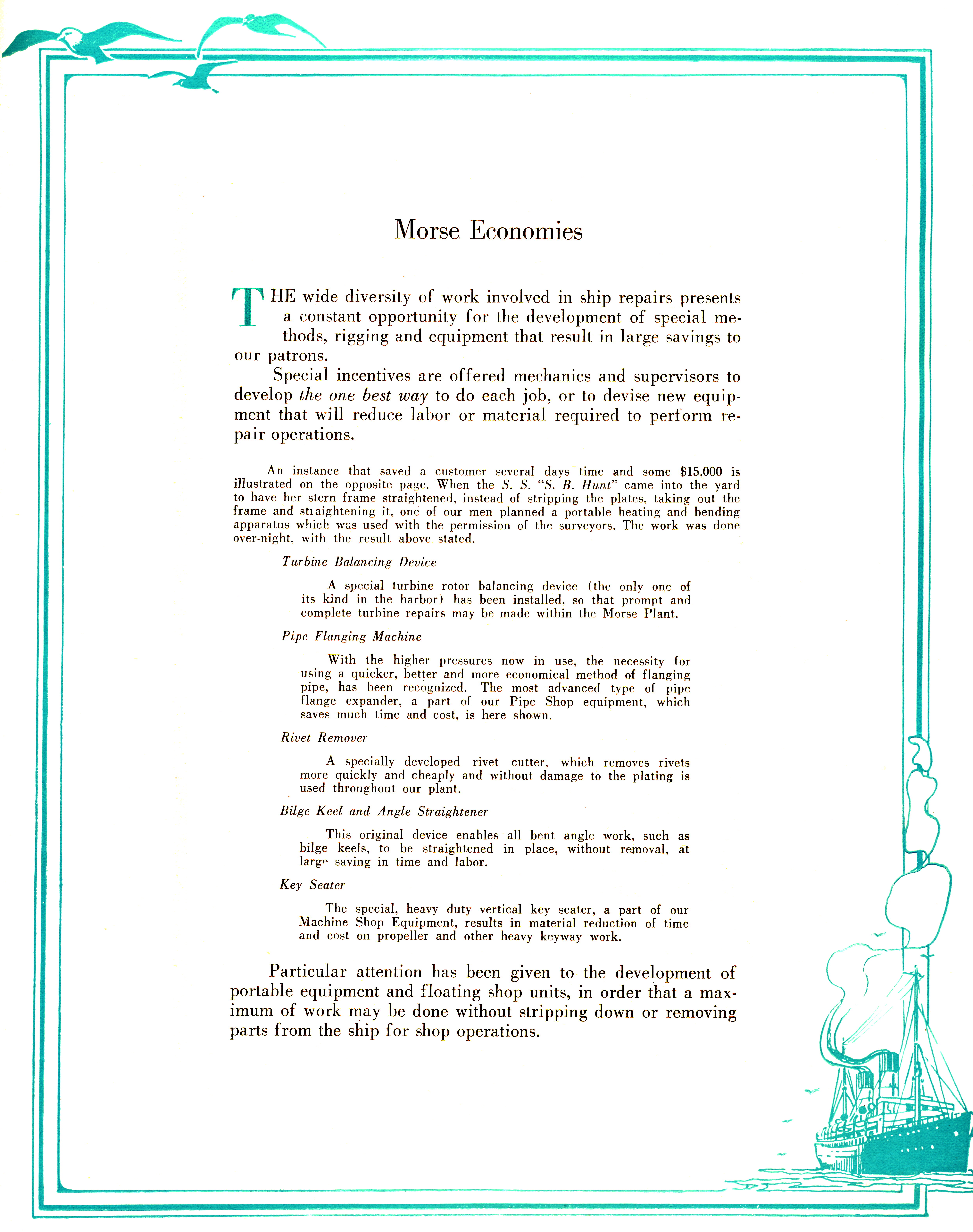 Edward P. Morse: [page 19] “Maintaining Ships and Dividends” (management philosophy) — Morse Economies at the Morse Dry Dock & Repair Company