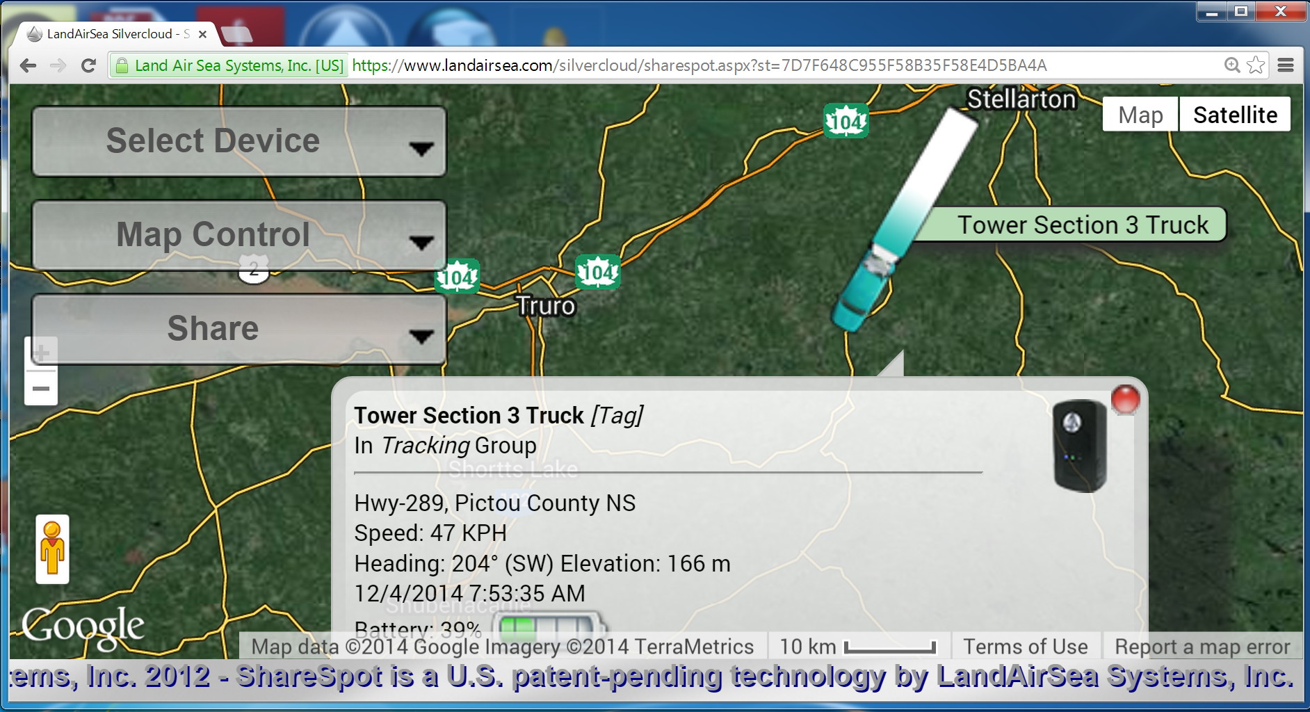 Silvercloud-Real-time-GPS-Tracking-LandAirSea-Systems-Inc-South-Canoe-2014dec04-0753h (tag)