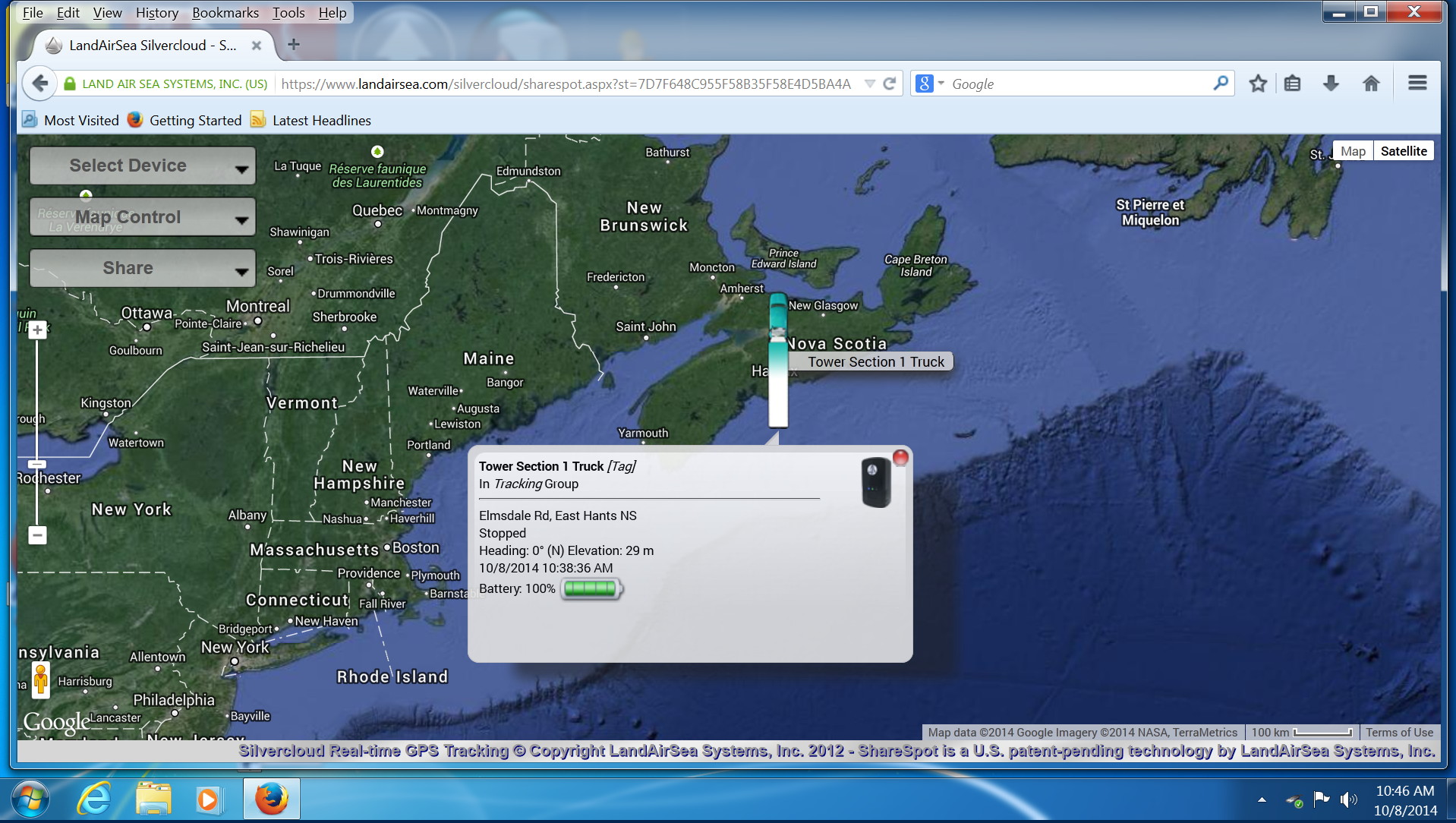 Silvercloud-Real-time-GPS-Tracking-LandAirSea-Systems-Inc-South-Canoe-2014oct08-1046h