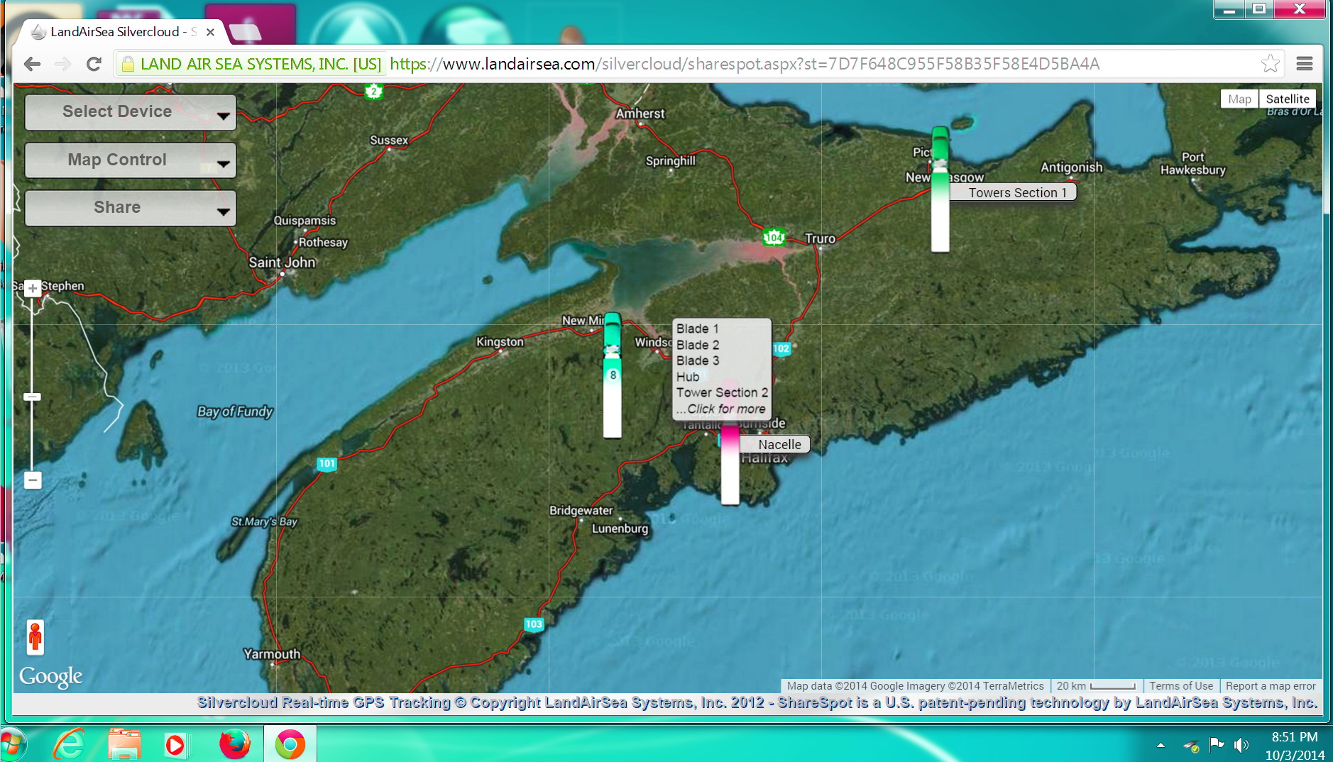 Silvercloud-Real-time-GPS-Tracking-LandAirSea-Systems-Inc-South-Canoe-2014oct03-2051h