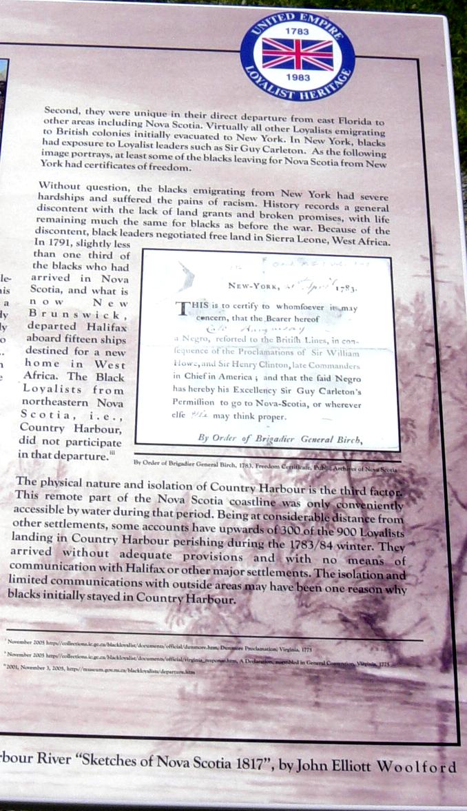 Country Harbour: Loyalist Trail waterside site, north interpretative panel