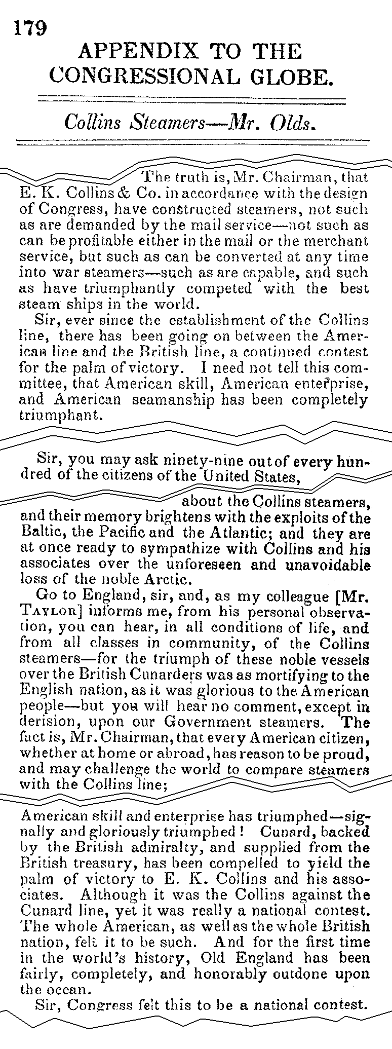 February 15, 1855: Cunard excerpts from Edson Olds' speech, page 179 column 3