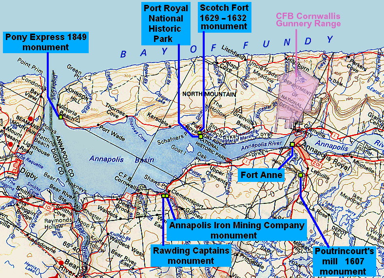 Map showing the CFB Cornwallis gunnery range, 1970s