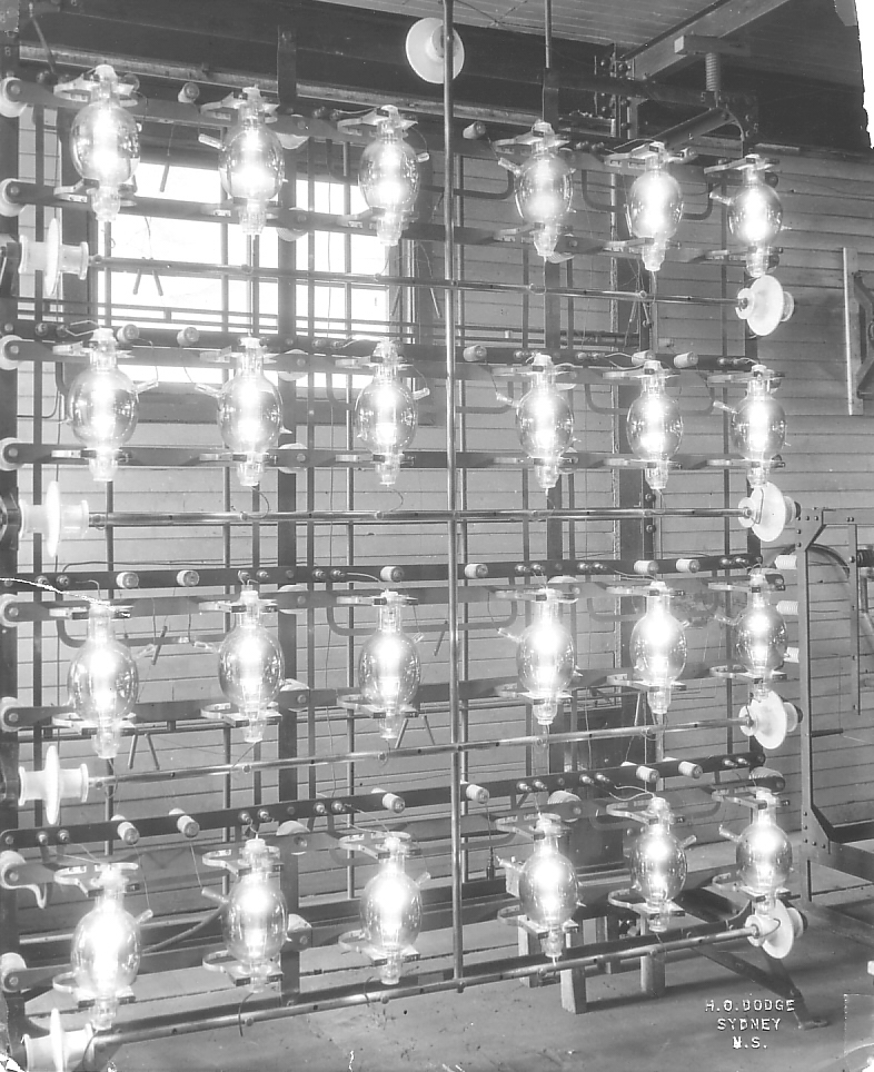Wireless transmitter tubes at Marconi Towers, Cape Breton Island, Nova Scotia