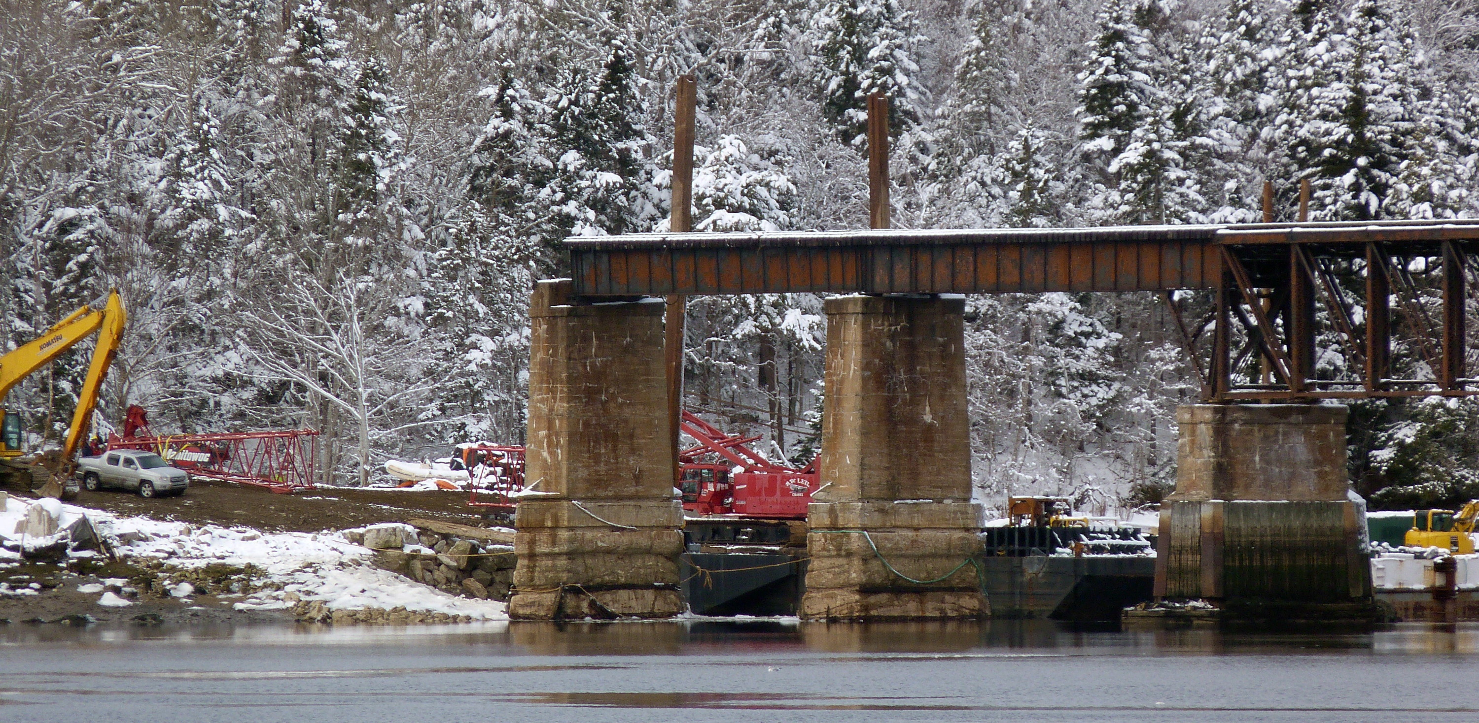 Dominion Atlantic Railway: Sissiboo River Bridge, Weymouth, Digby County, Nova Scotia, 31 Jan 2012