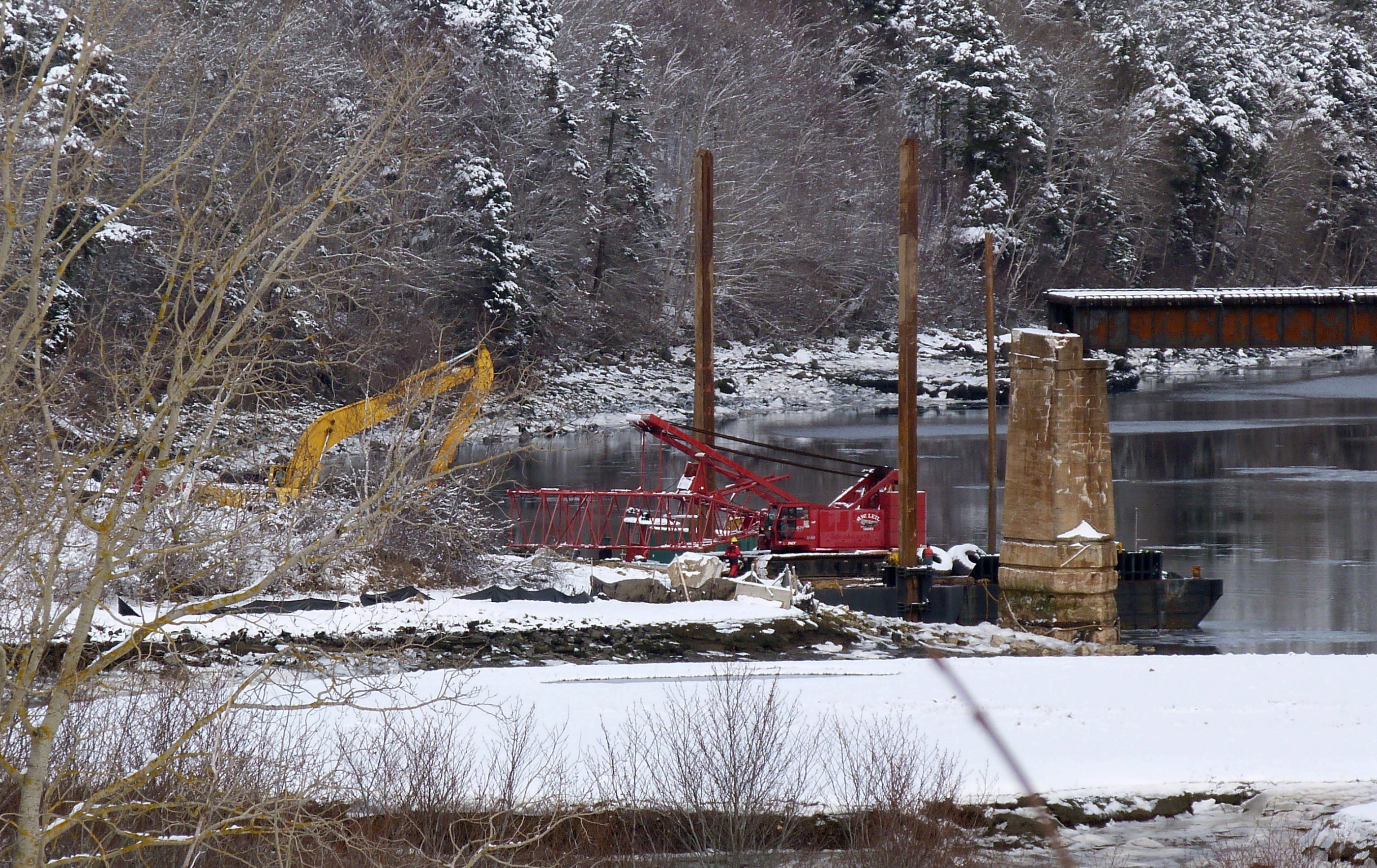 Dominion Atlantic Railway: Sissiboo River Bridge, Weymouth, Digby County, Nova Scotia, 31 Jan 2012