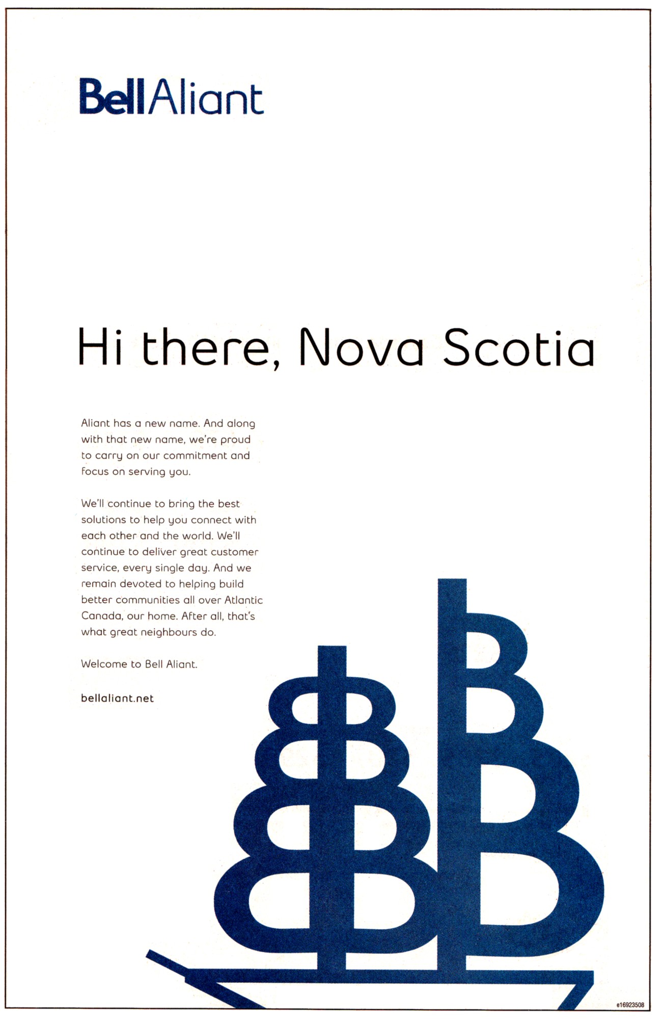 Aliant has a new name...  Advertisement in the Halifax Chronicle-Herald, 2 May 2009