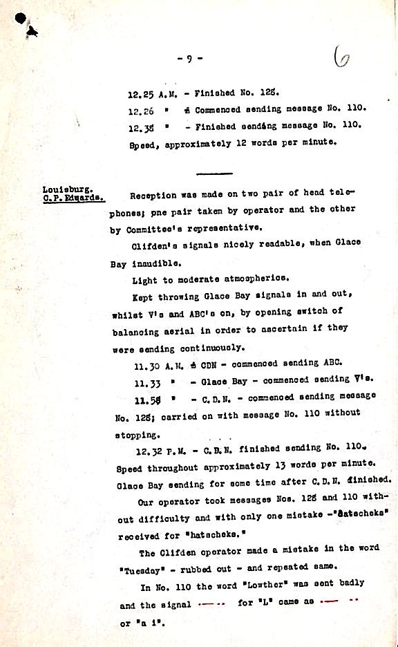 March 1913 Test Report page 9: Marconi Transatlantic Wireless Telegraph Service
