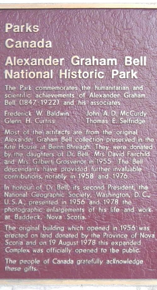 Plaque: Alexander Graham Bell National Historic Park